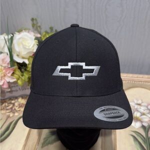 Sport Tek Chevy Chevrolet Logo Wool Blend Snapback Cap Hat Black New